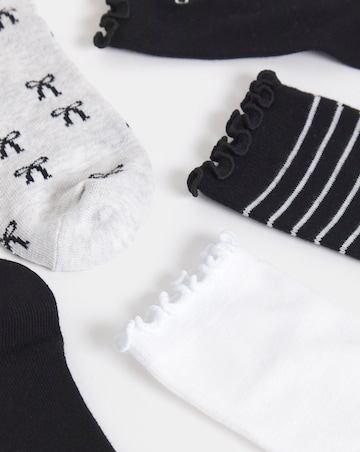 Pretty Secrets (5 Pair Pack) Lettuce Top Bow Ankle Socks