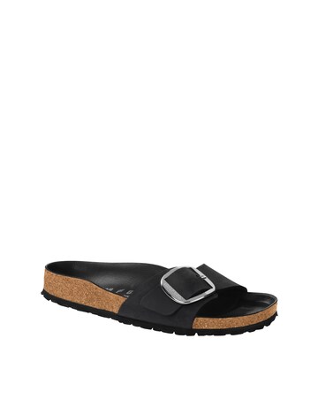Birkenstock Madrid Black Oiled Leather Big Buckle Sandals - Standard Fit (D)