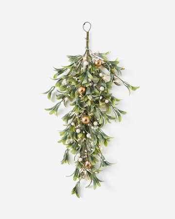 Pre-Lit Mistletoe Teardrop Swag Wreath