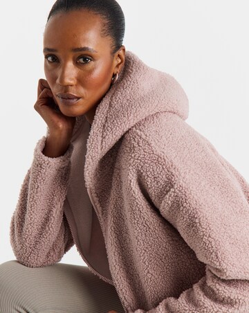 Blush Borg Longline Zip Through Hoodie