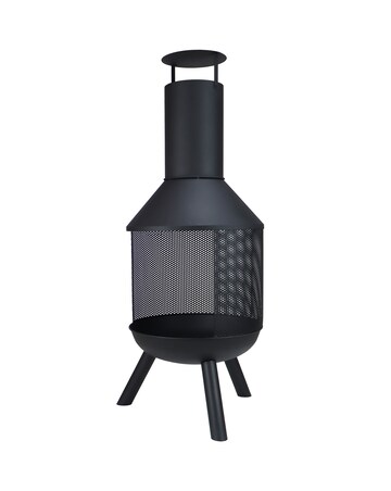 Charles Bentley Round Black Steel Chimenea