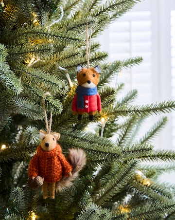 Gisela Graham Woolen Squirrel and Fox Hanging Decorations - Set of 2