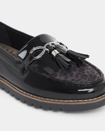 Cushion Walk Tassle Chain Trim Flat Loafers - Wide Fit (E)