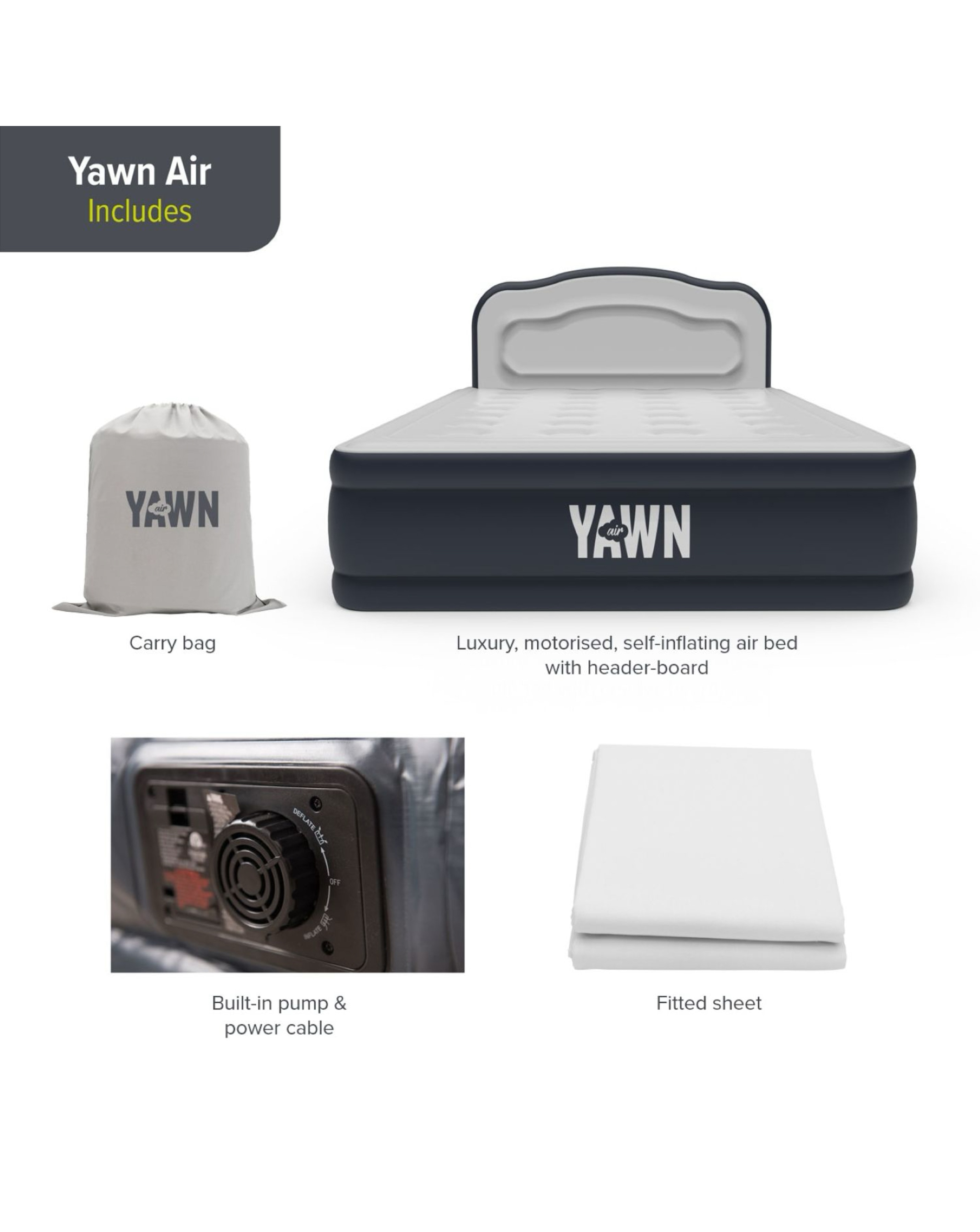 Yawn Air Bed Double with Custom Fitted Sheet | Ambrose Wilson