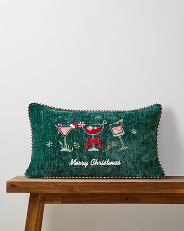 Christmas Cocktails Embroidered Cushion