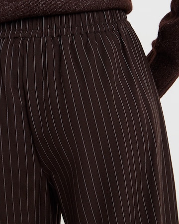 Chocolate Pinstripe Barrel Leg Trousers