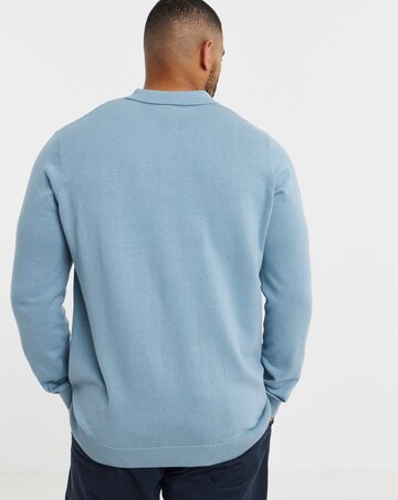 Textured Long Sleeve Knitted Polo