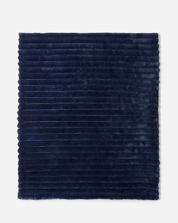 Ribbed Faux Fur Throw - Navy