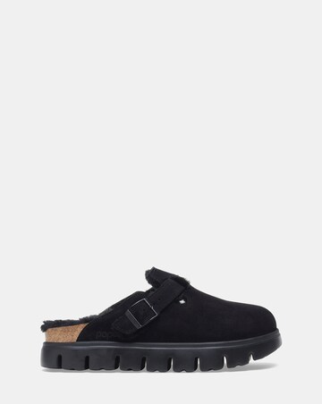 Birkenstock Boston PAP Chunky Shearling Suede Leather Mules - Standard Fit