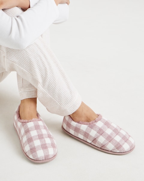 Promise Checkered Full Slippers - Extra Wide Fit (EEE)