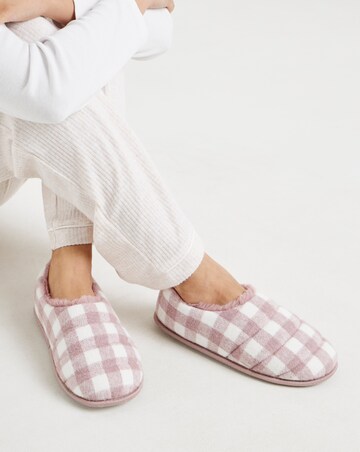 Promise Checkered Full Slippers - Wide Fit (E)