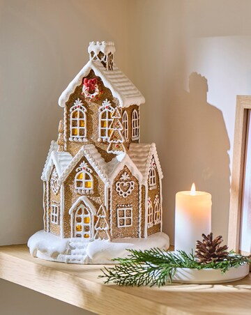 Gisela Graham White Iced Light Up Gingerbread House