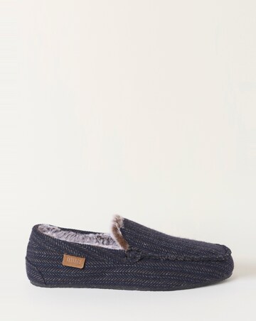 FatFace Noah Check Moccasin Slipper - Navy