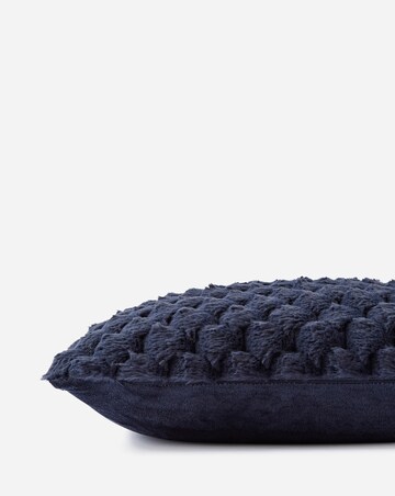 Scallop Faux Fur Cushion - Navy