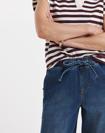 Mid Blue Wide Leg Jogger Jeans