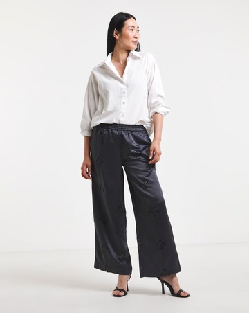 Grey Sequin Spot Satin Trousers
