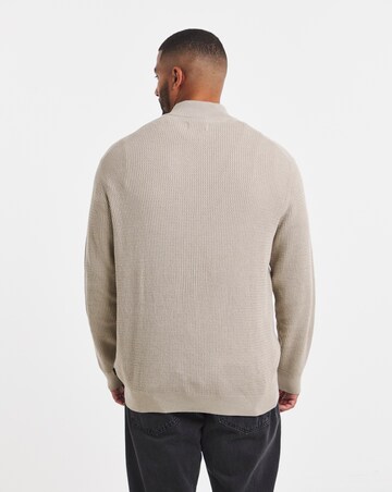 Jack & Jones Stanley Half Zip Knit Jumper - Taupe