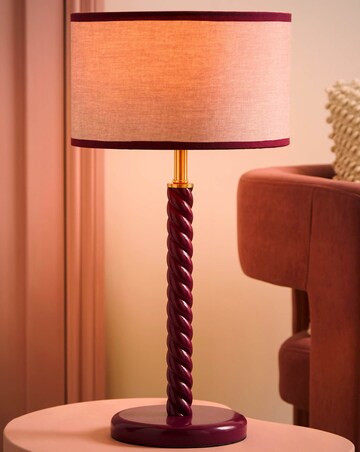 ValueLights Amara Pink Twist Table Lamp with Colour Match Inner Shade