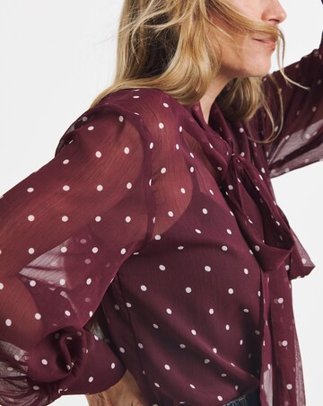 Chocolate Spot Neck Tie Georgette Blouse