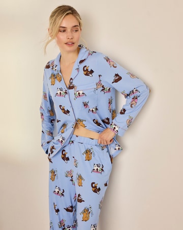 Chelsea Peers Classic Long Sleeve Button Up Dog Print Pyjama Set