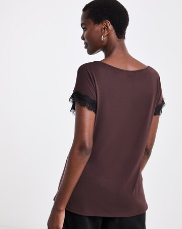 Chocolate And Black Slash Neck Lace Vest