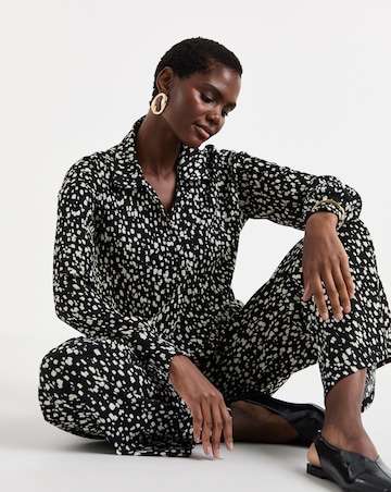 Mono Print Collar Detail Longline Top