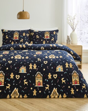 Festive Gingerbread Fleece Duvet Cover Set