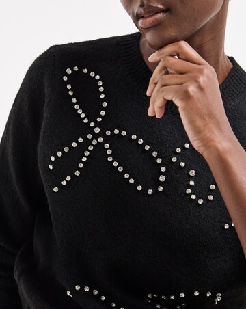 Diamante Bow Long Sleeve Jumper