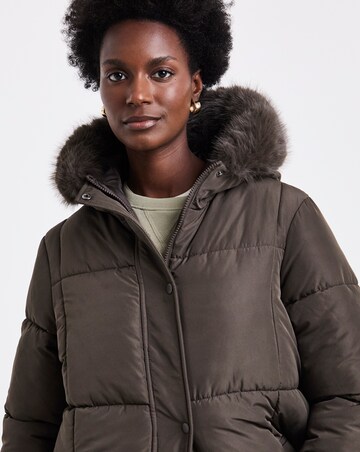 Chocolate Longline Padded Coat
