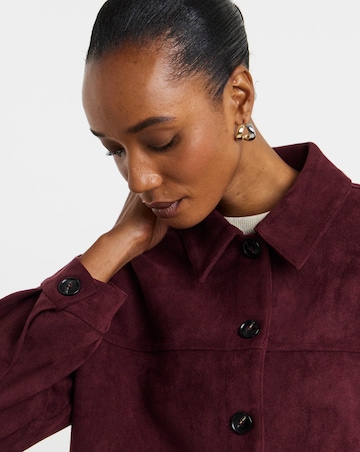 Dark Berry Suedette Trucker Jacket