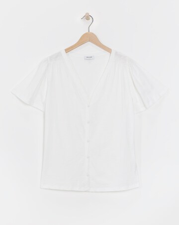 Cream Button Front Angel Sleeve Top