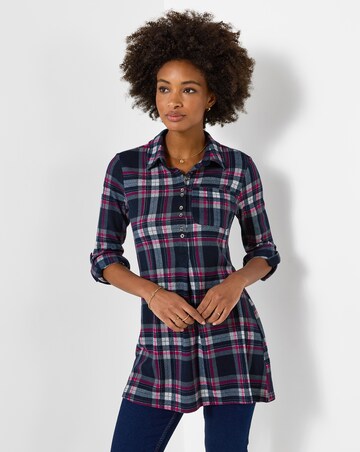 Joe Browns Collared Checked Print Jersey Tunic Top