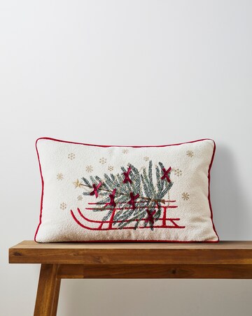 Christmas Tree Sled Chenille Cushion