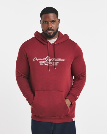 Jack & Jones Toronto Embroidered Logo Sweat Hoody - Burgundy