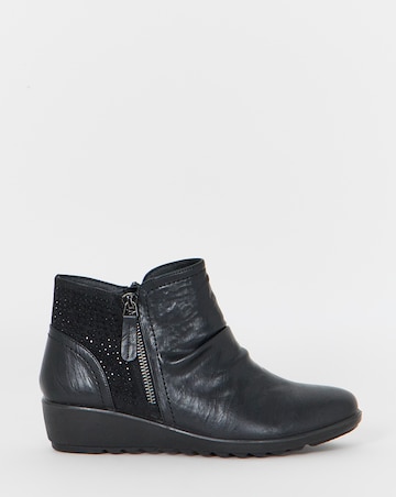 Cushion Walk Sparkle Detail Side Zip Ruched Wedge Boots - Wide Fit (E)