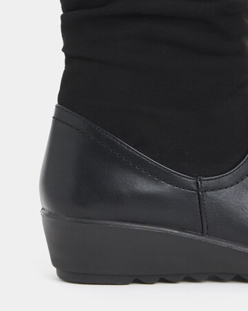 Cushion Walk Ruched Calf Wedge Boots - Wide Fit (E)