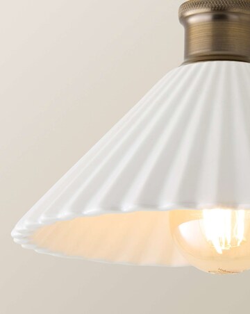 ValueLights Burford Ceramic Ribbed Semi Flush Ceiling Light