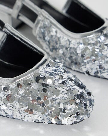 Delilah Sequined Slingback Block Heel Shoes - Wide Fit (E)