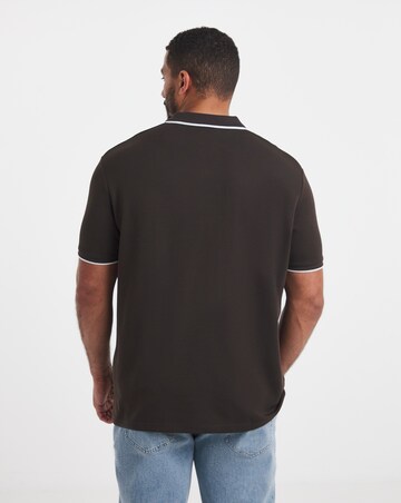 Jack & Jones Premium Ethan Collar Detail Short Sleeve Polo - Chocolate