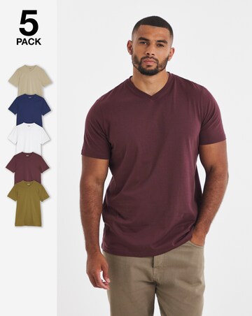 5 Pack Pure Cotton V Neck T-Shirts
