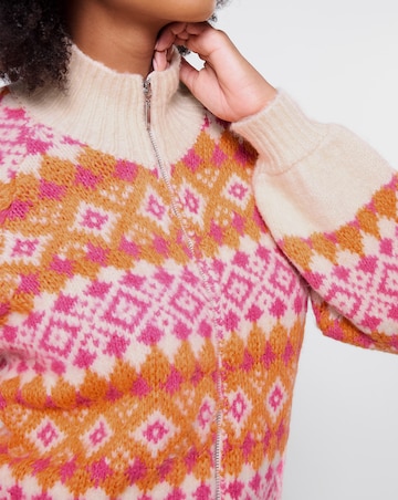 Joe Browns Beautifully Bold Fairisle Zip Front Cardigan