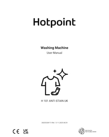 Hotpoint AntiStain H 101 ANTI STAIN UK 10kg Washing Machine PetHairCare - INST