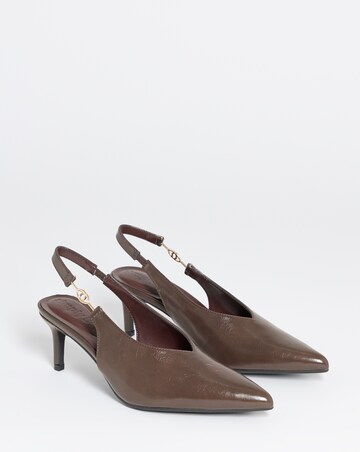 Alessia Buckle Slingback Pointed Kitten Heel Shoes - Extra Wide Fit (EEE)