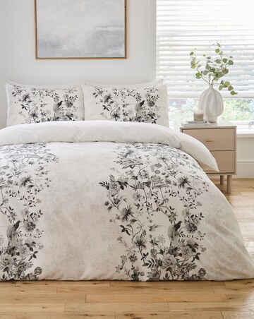 Greyscale Bird Cotton Blend Duvet Cover Set