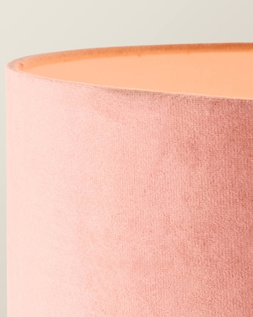ValueLights Marissa Brushed Gold Floor Lamp with Pink Velvet Squat Drum Shade