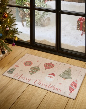 Christmas Baubles Washable Doormat