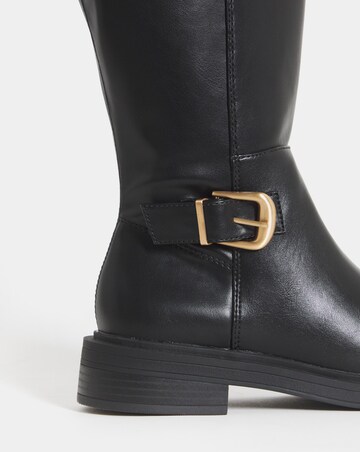 Brielle Buckle Detail Stretch Knee High Boots - Extra Wide Fit (EEE)& Curvy Calf