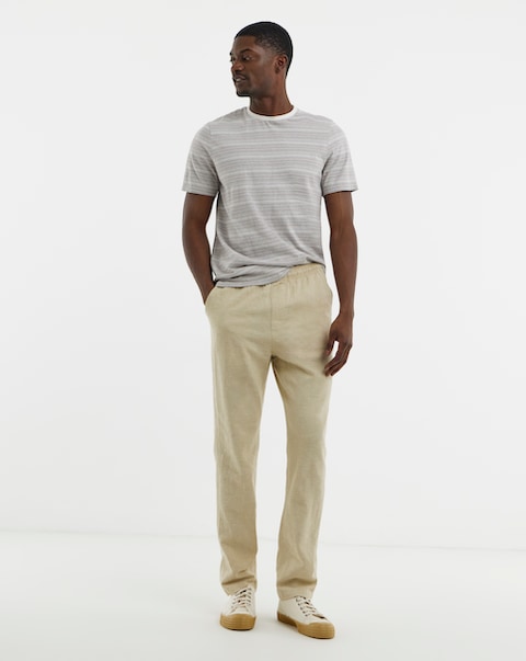 Linen Blend Straight Fit Trouser