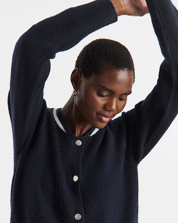 Contrast Bomber Style Knitted Cardigan