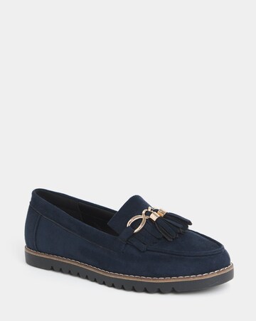 Cushion Walk Tassle Chain Trim Flat Loafers - Wide Fit (E)